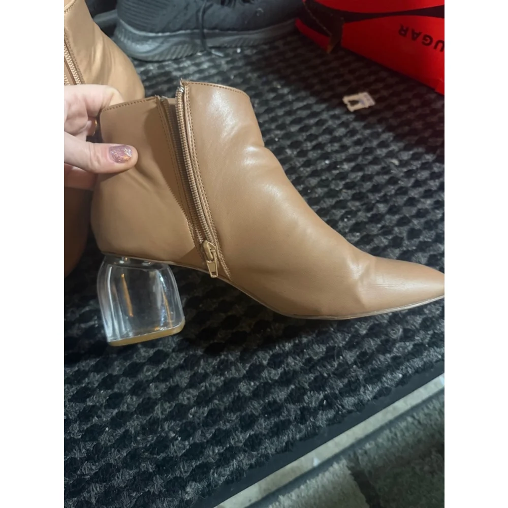Women's BCBG Generation Tan Ankle Boots with Clear Heel!!! Accepting offers